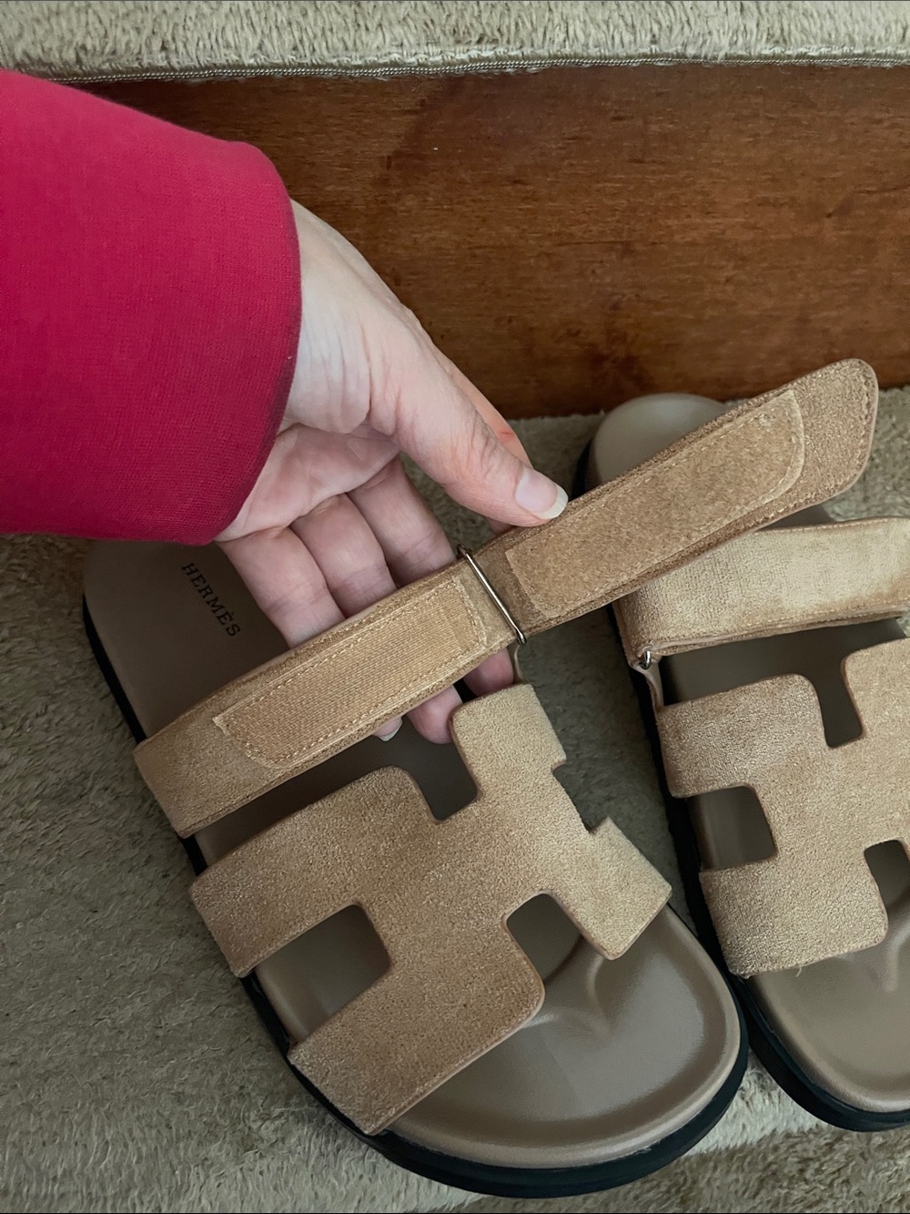 NWOT Authentic Herme’s Suede Goatskin Womens Chypre Sandals Size 36/ U.S. 5.5 - Picture 12 of 13